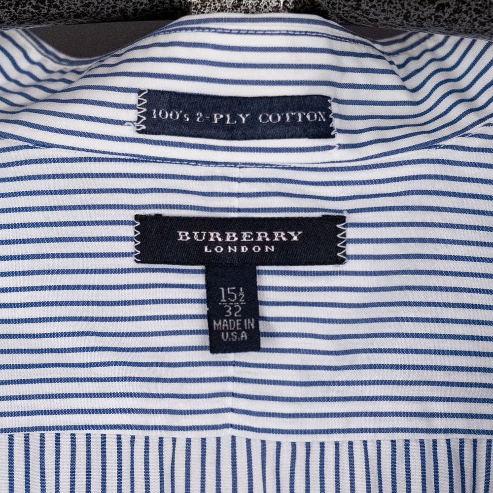 Burberry London Men's 100% Cotton Dress Shirt Size 15.5 x 32 MEDIUM Made in USA